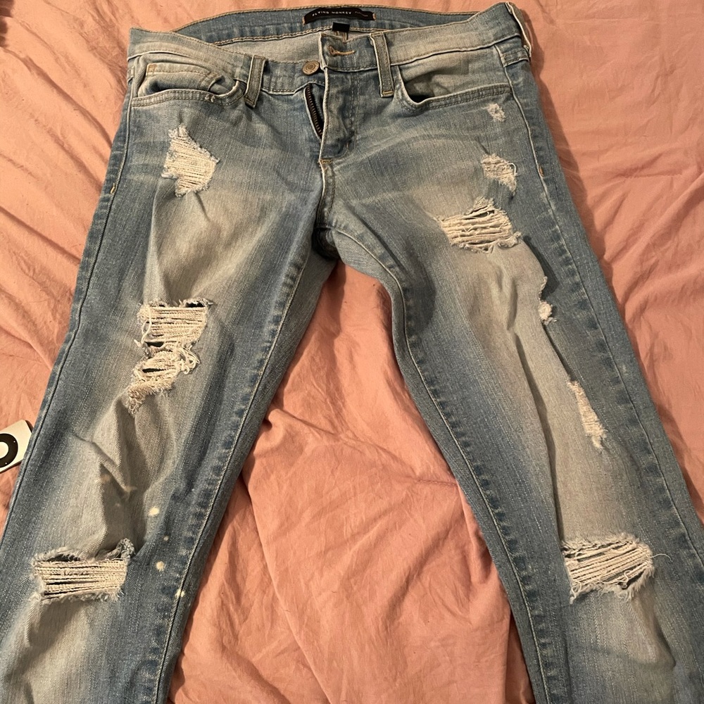 Flying Monkey Ripped Bleached Jeans